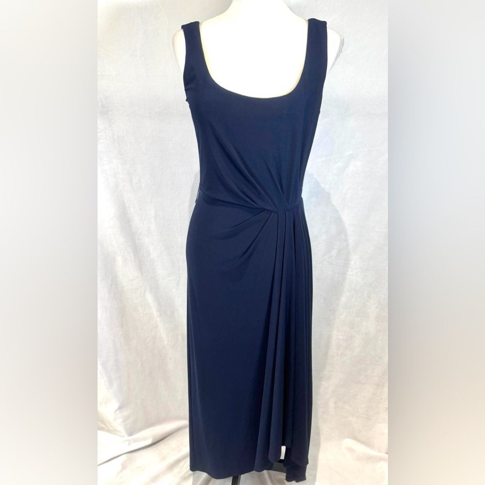 Ralph Lauren navy blue ruched gathered side maxi dress size 6